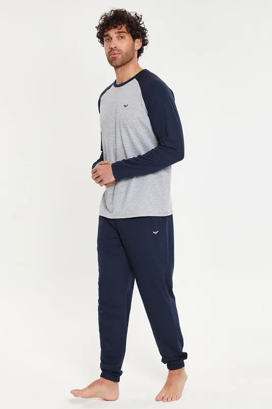 Baddaway' Cotton Blend Contrast Sleeve Pyjama Set - Threadbare