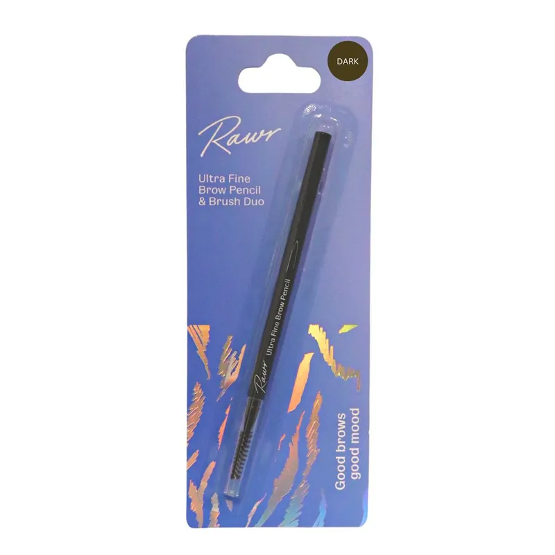 Ultra Fine Brow Pencil & Brush Dark Brown - Rawr Beauty