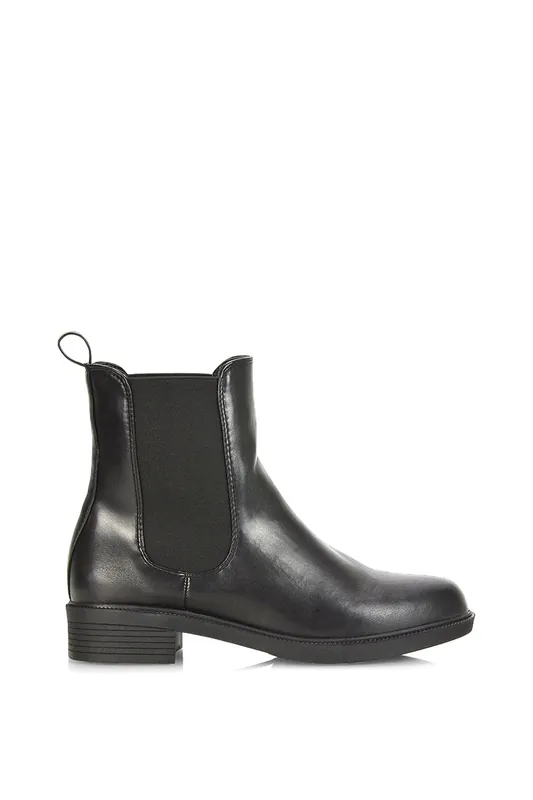 Rachel' Low Flat Block Heel Ankle Chelsea Boots With Round Toe - XY London