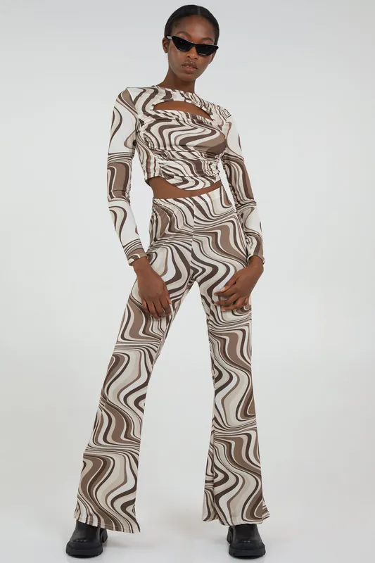 Stone Swirl Print Cut Out Top - Pink Vanilla