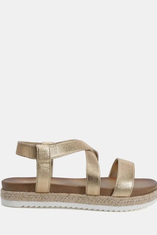 WIDE FIT TAMARA Elastic Cross Front Espadrille Flat Sandal - Novo