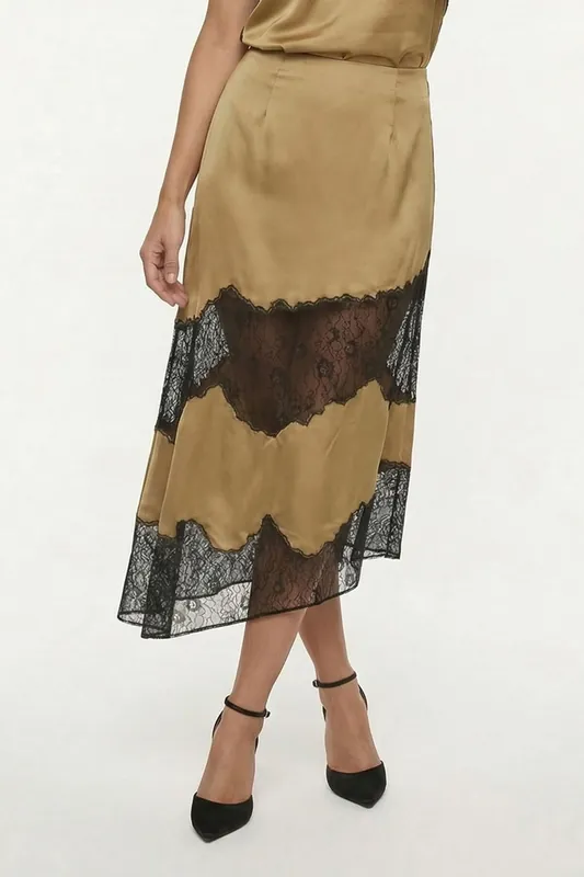 Elenor Lace Insert Midi Skirt - Lily and Lionel