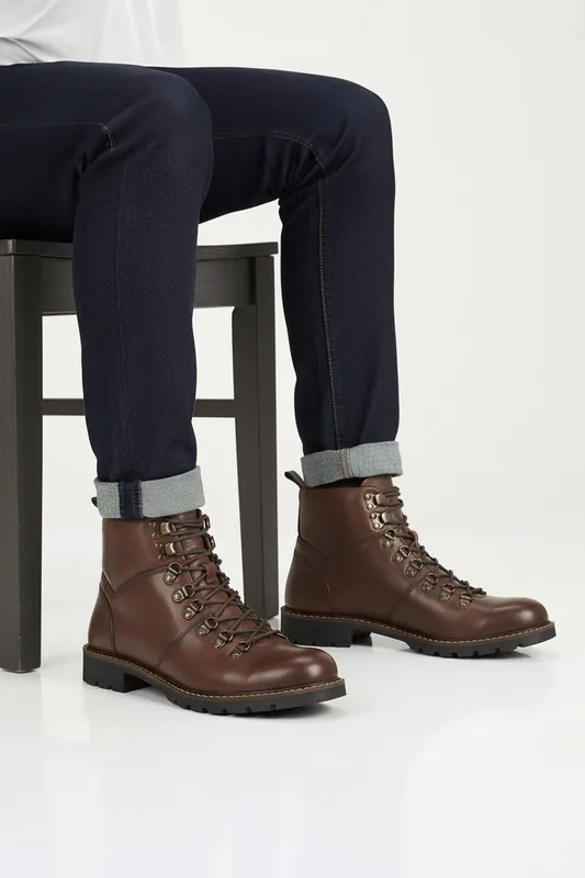 Marble Leather Mens Lace Up Boots - Silver Street London