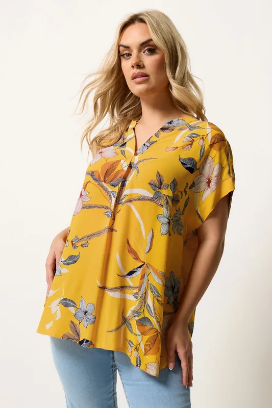 Floral Print Pleated Blouse - Yours