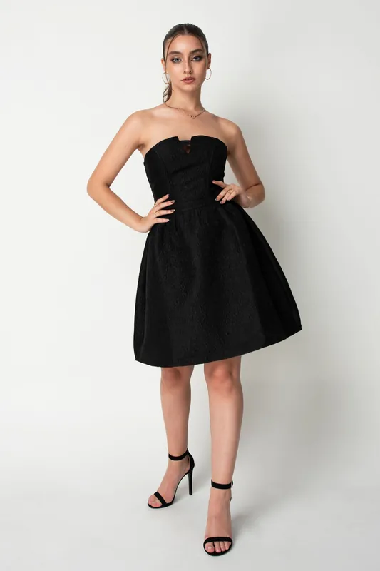 Jacquard Strapless Skater Dress - DOUBLE SECOND