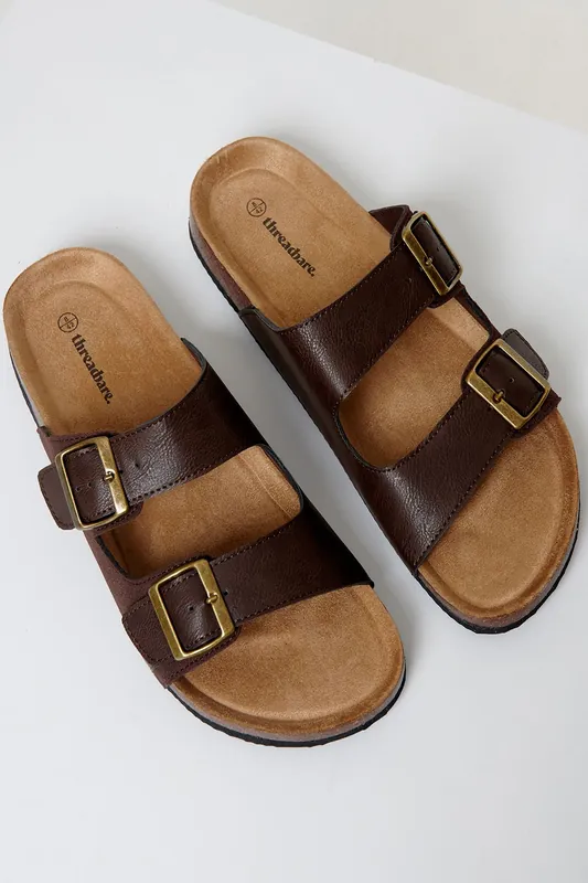 Slip On Two Buckle Strap Sandals - Threadbare