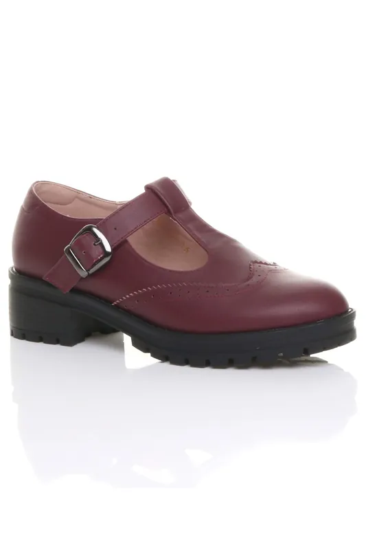 Mid Heel Chunky Brogues Buckled T-Bar Mary Janes