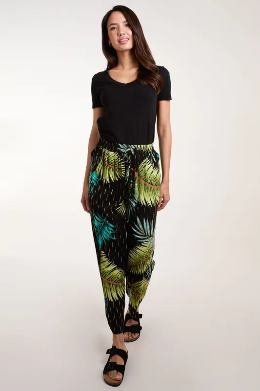 Palm Print Trousers - Blue Vanilla