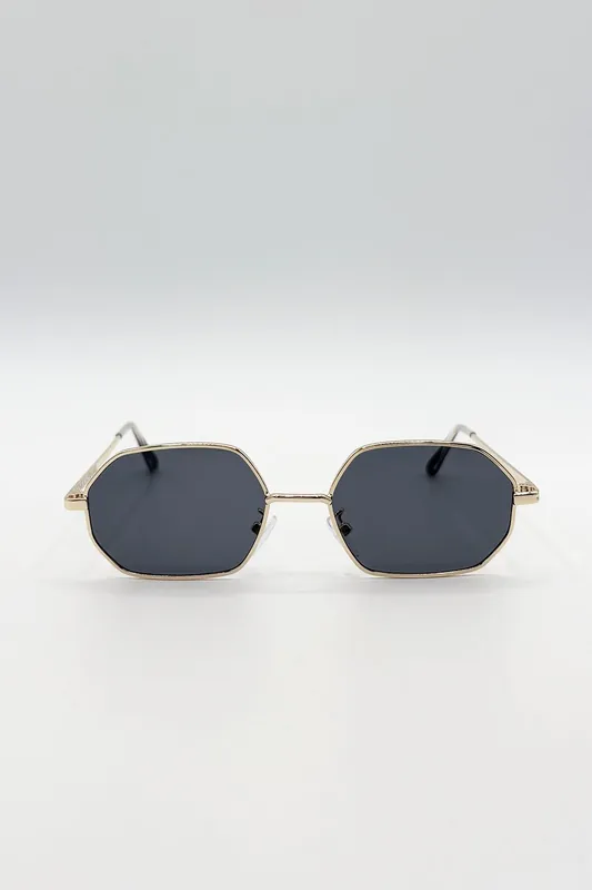 Oval Geometric Metal Frame Sunglasses - SVNX