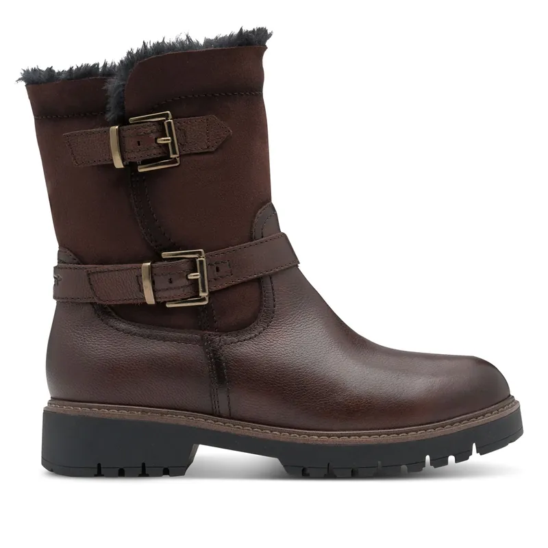 Tamaris Winter Leather Buckle Zip Biker Ankle Boots - Infinity Leather