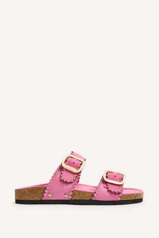 Kelsie Fuchsia Double Buckle Sandals - Linzi