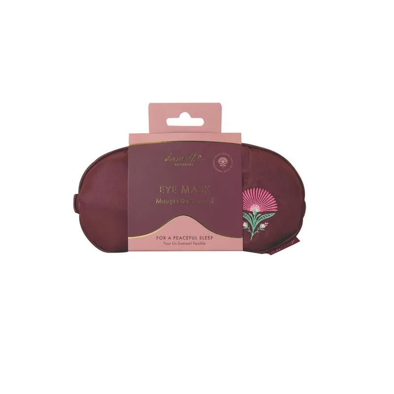 Danielle Creations Burgundy Floral Satin Sleep Eye Mask