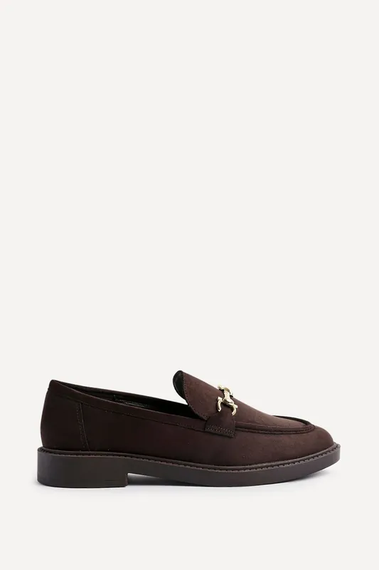 Elite Brown Faux Suede Loafer - Linzi