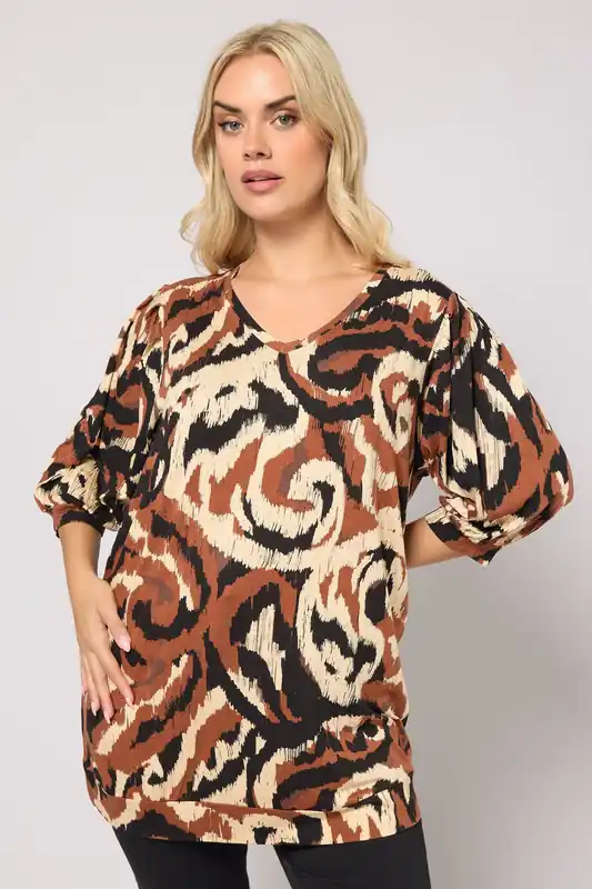 Abstract Balloon Sleeve Top - Yours