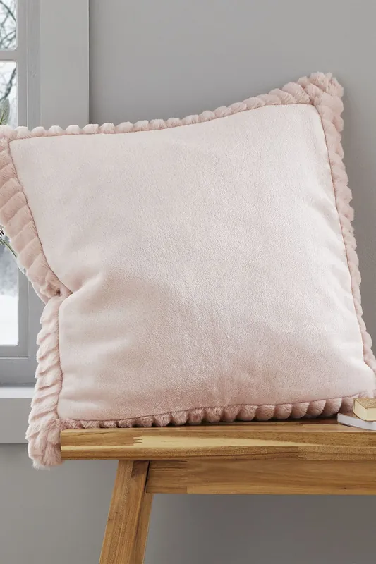 'Velvet and Faux Fur' 55x55cm Cushion - Catherine Lansfield