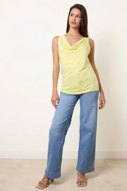 Lemon Sleeveless Cowl Neck Viscose Jersey Top - Blue Vanilla