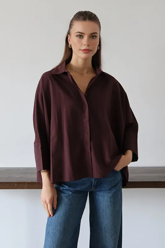 Oversized Woven Relaxed Shirt - WOVCOR