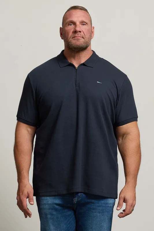 Waffle Texture Zip Polo Shirt - BadRhino