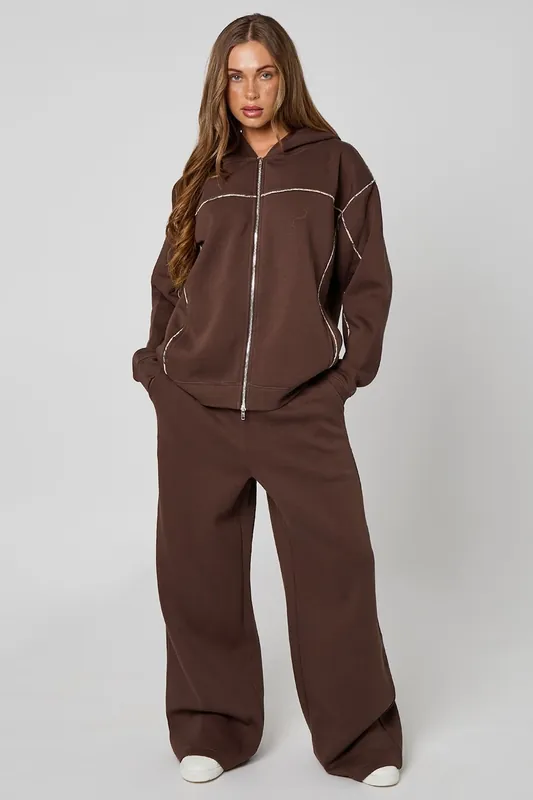 CHOCOLATE WIDE LEG SWEAT JOGGER - Urban Bliss