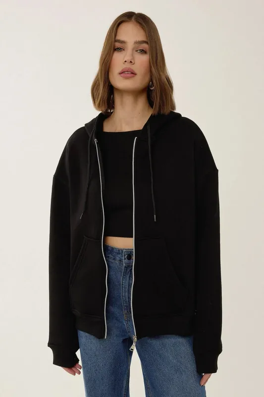 Relaxed Fit Zip-Up Hoodie