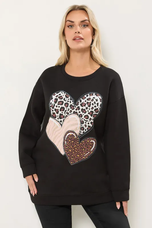 Leopard Print Heart Sweatshirt - Yours