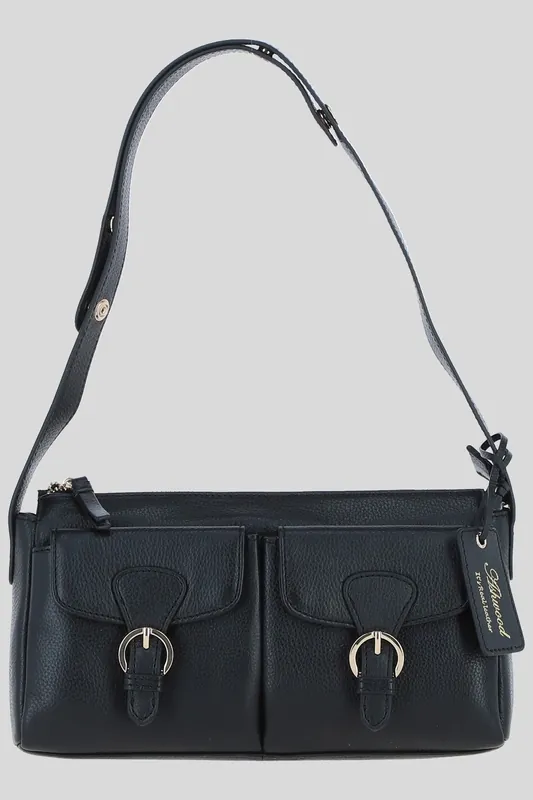 'Nevaria' Real Leather Shoulder Bag - Ashwood Leather