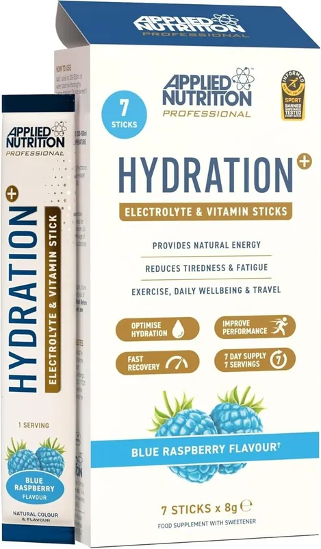 Hydration+ Electrolyte Vitamin Sticks Blue Raspberry 7 Servings - Applied Nutrition