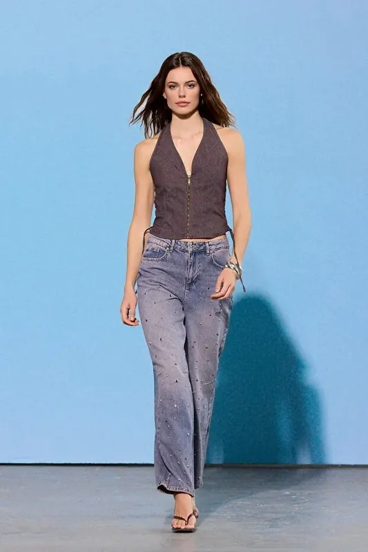 Limited Edition Eyelet Tie Detail Fitted Sleeveless Blouse - WOVCOR