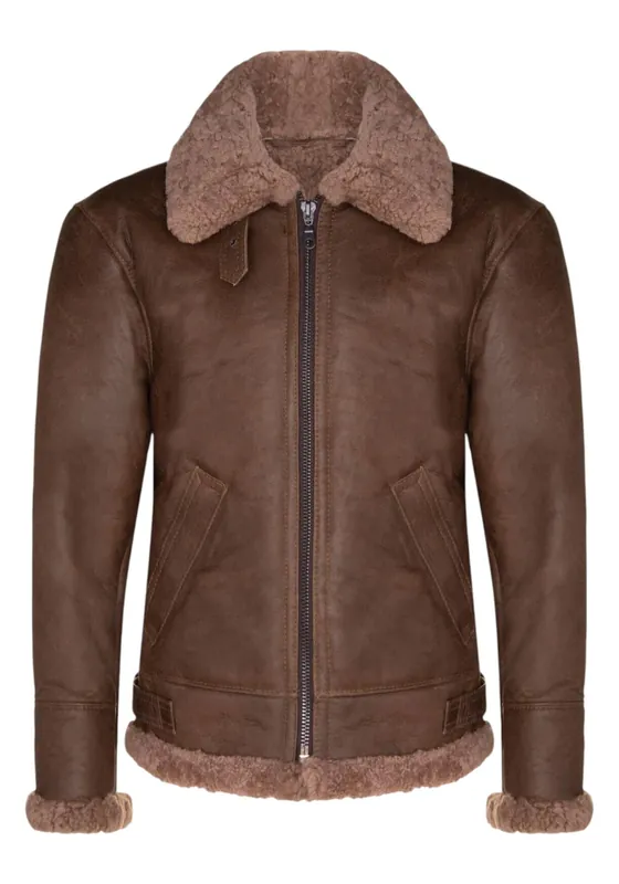 B3 WW2 Sheepskin Leather Aviator Jacket-Houston