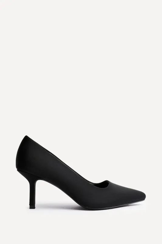 Aim Wide Fit Black Scuba Classic Court Heel - Linzi