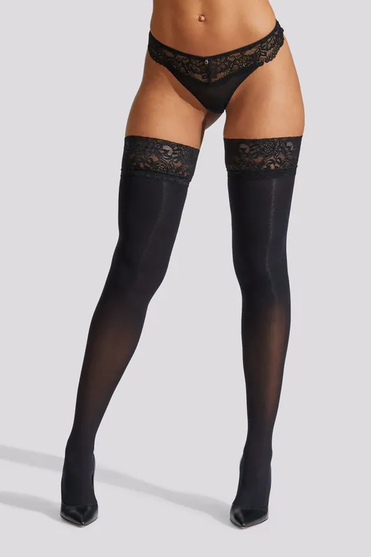 Lace Welt Opaque Hold Ups - Ann Summers