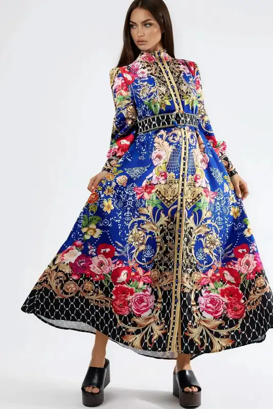Floral Belted Maxi Dress - MSN Collection