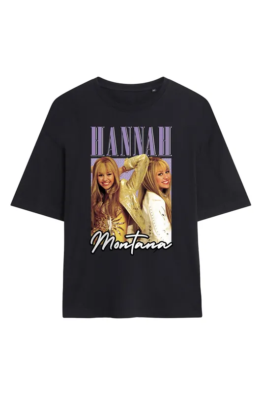 Hannah Montana Montage Oversized T Shirt, Black - Disney
