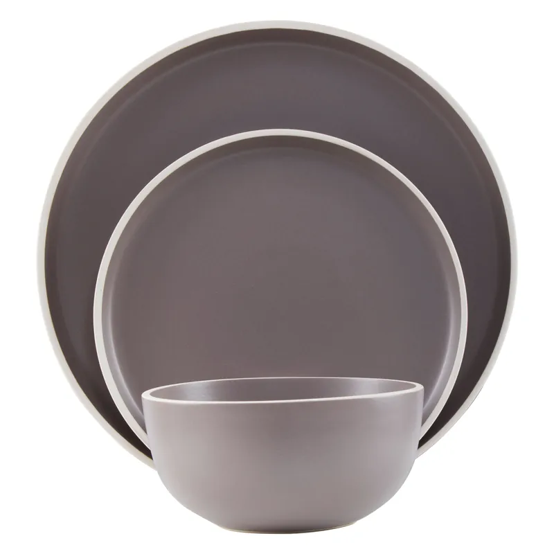 Premier Twelve Piece Brown Stoneware Dinner Set, Modern Dinnerware Sets For Dining, Mid century dining set - Orsina