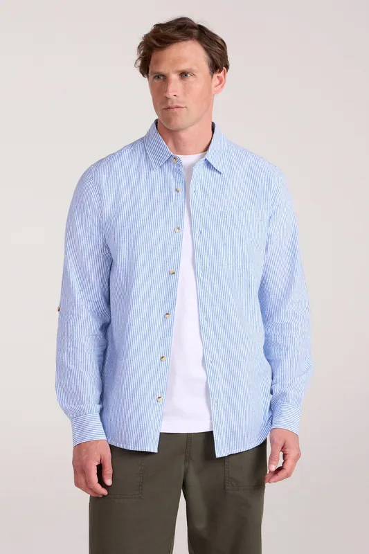 Lowe' Striped Casual Soft Cotton Linen Button Down Long Sleeve Shirt - Mountain Warehouse
