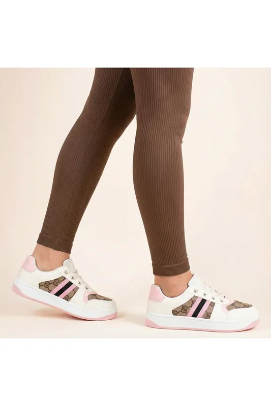Mila Monogram Print Platform Trainers - IKRUSH