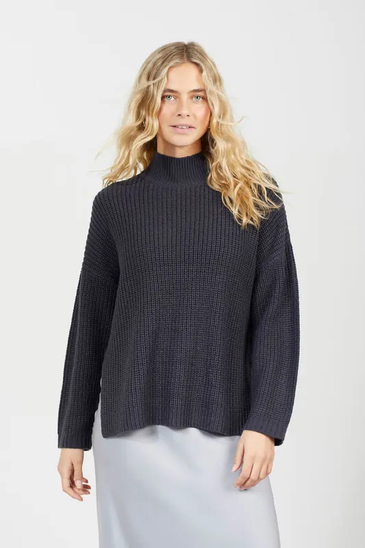 Fisherman Knit Funnel Neck Jumper - Brave Soul