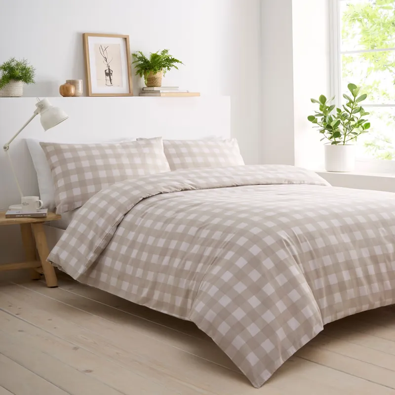 Gingham Check Bedding Duvet Cover Quilt Set with Pillowcase - Portfolio Home