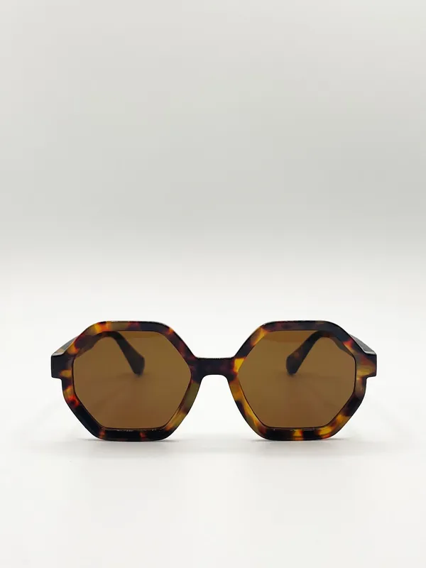 Tortoiseshell oversized Hexagon frame sunglasses - SVNX