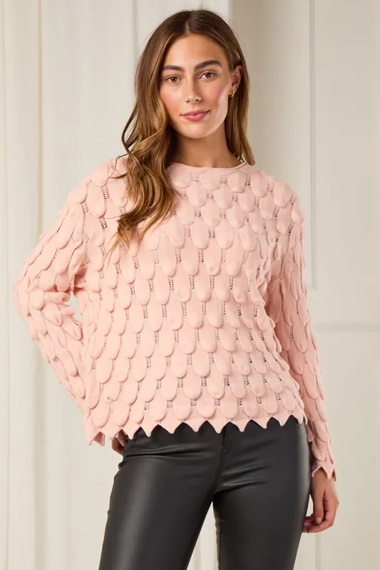 Scallop Textured Knit Jumper - Love Sunshine