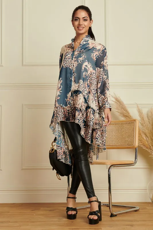 Oversized Asymmetric Hem Shirt - Jolie Moi