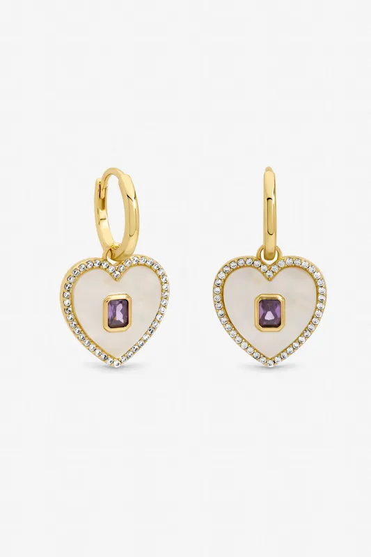 Gold Plated and Mother of Pearl Heart Earrings - Jon Richard