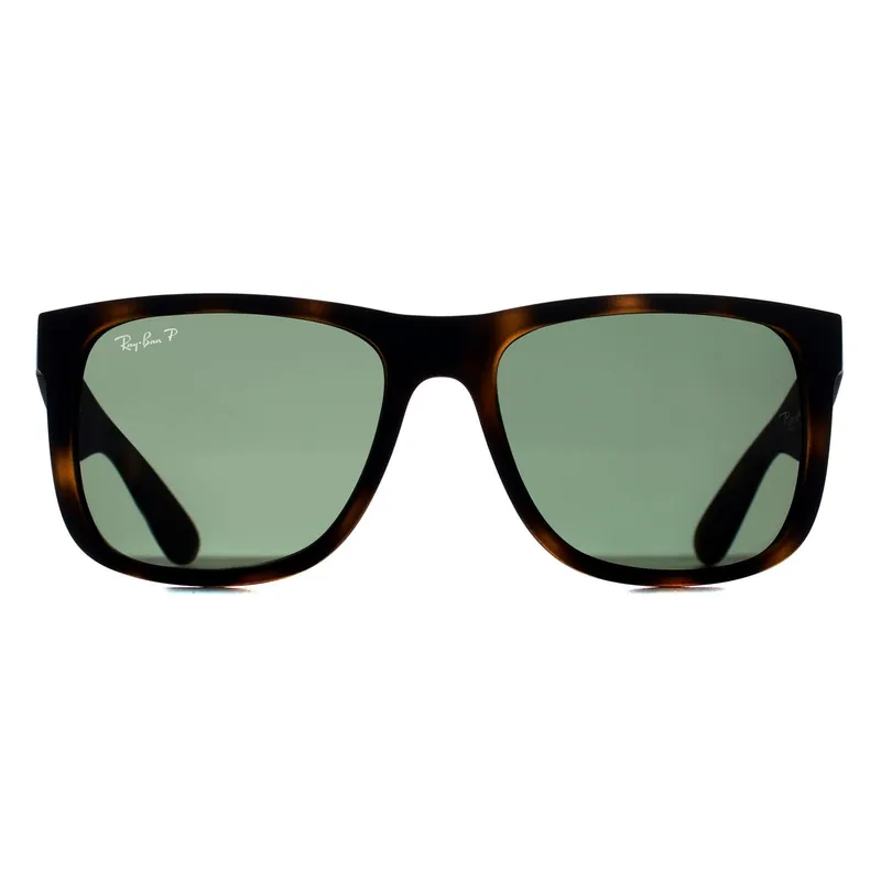 Rectangle Matte Havana Dark Green Polarized RB4165 Justin - Ray-Ban