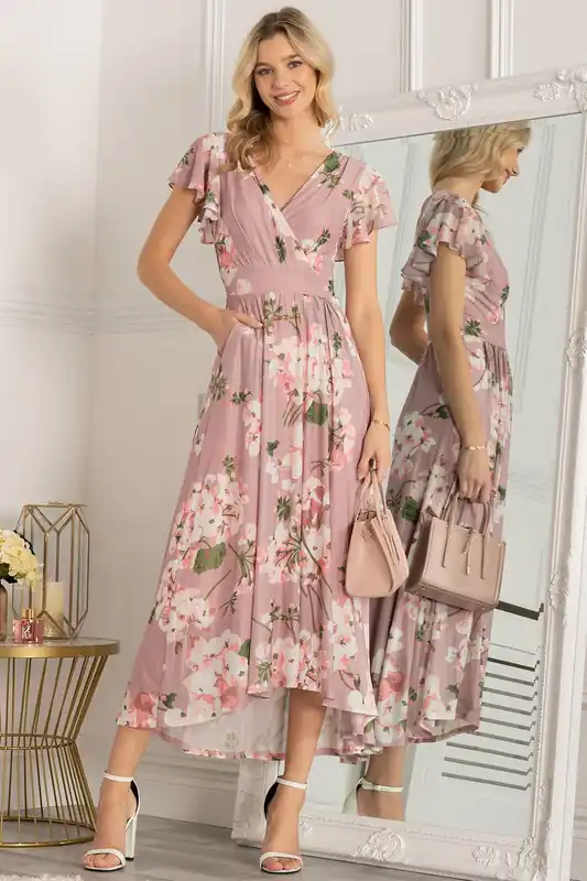 Eleanor Wrap Mesh Maxi Dress - Jolie Moi