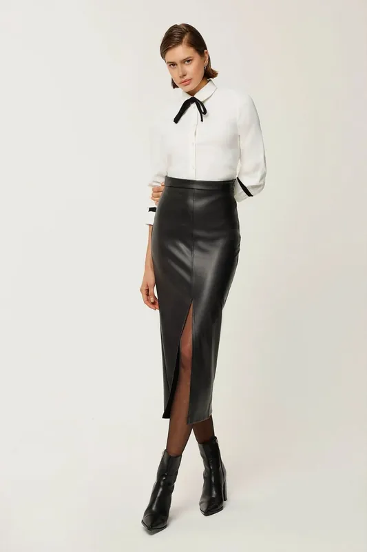 Bodycon Faux Leather Maxi Skirt - Hiccup