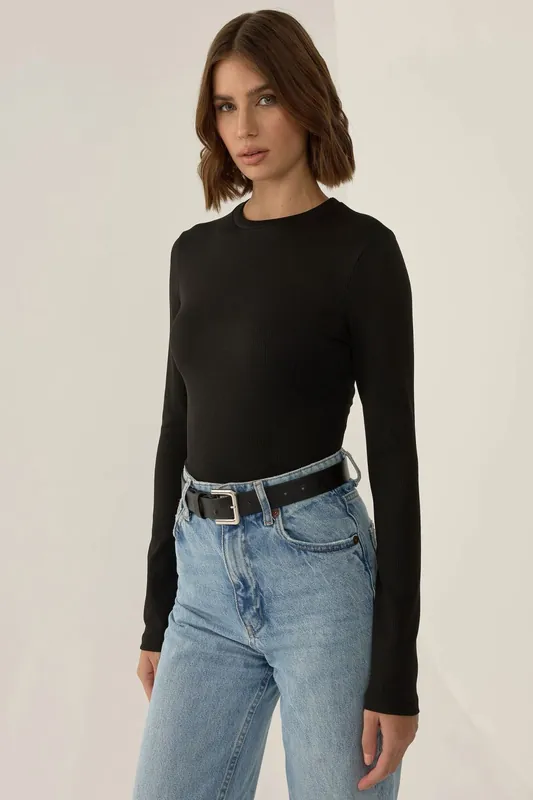 Slim Fit Long Sleeve Crew Neck Bodysuit - Hiccup