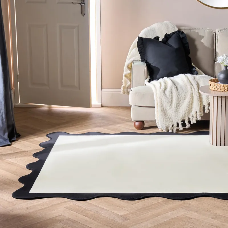Scallop Edge Rug Soft Non Slip Floor Carpet Area Mat - OHS