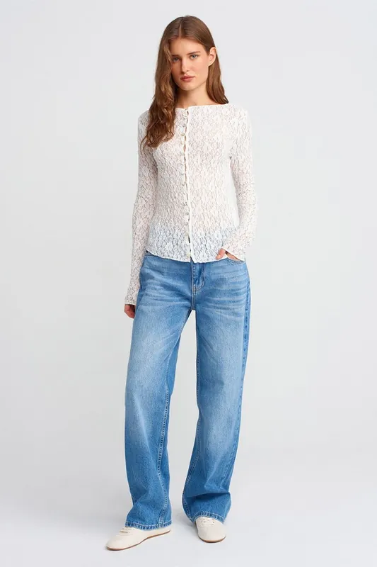 High-Waist Straight-Leg Cotton Denim Jeans
