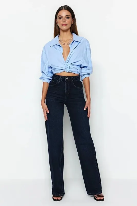 High Waist Wide Leg Jeans - WOVCOR