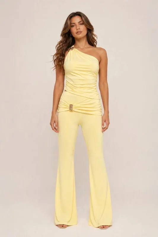 One Shoulder Buckle Detail - Wide Leg - Co-ord Set